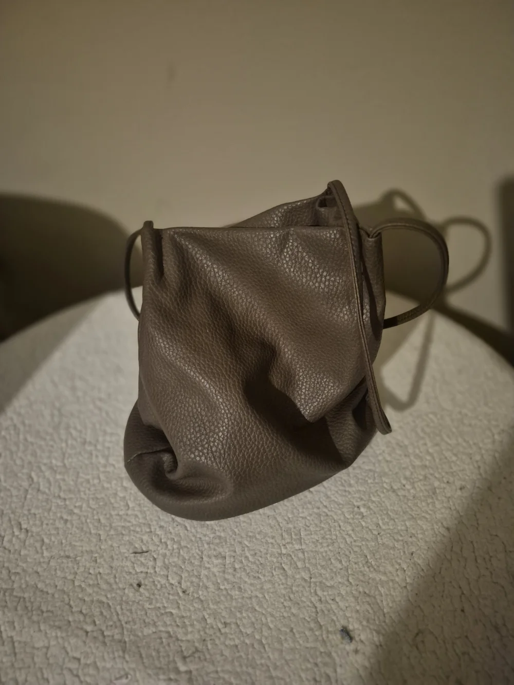Youna Textured Brown Leather Shoulder Bag with Double Strap